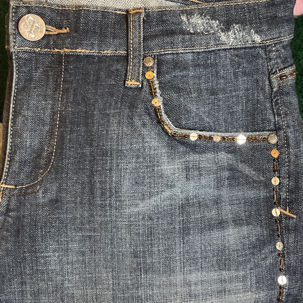 See Thru Soul High Rise Black Jeans with Sequin and Beads Trim 30